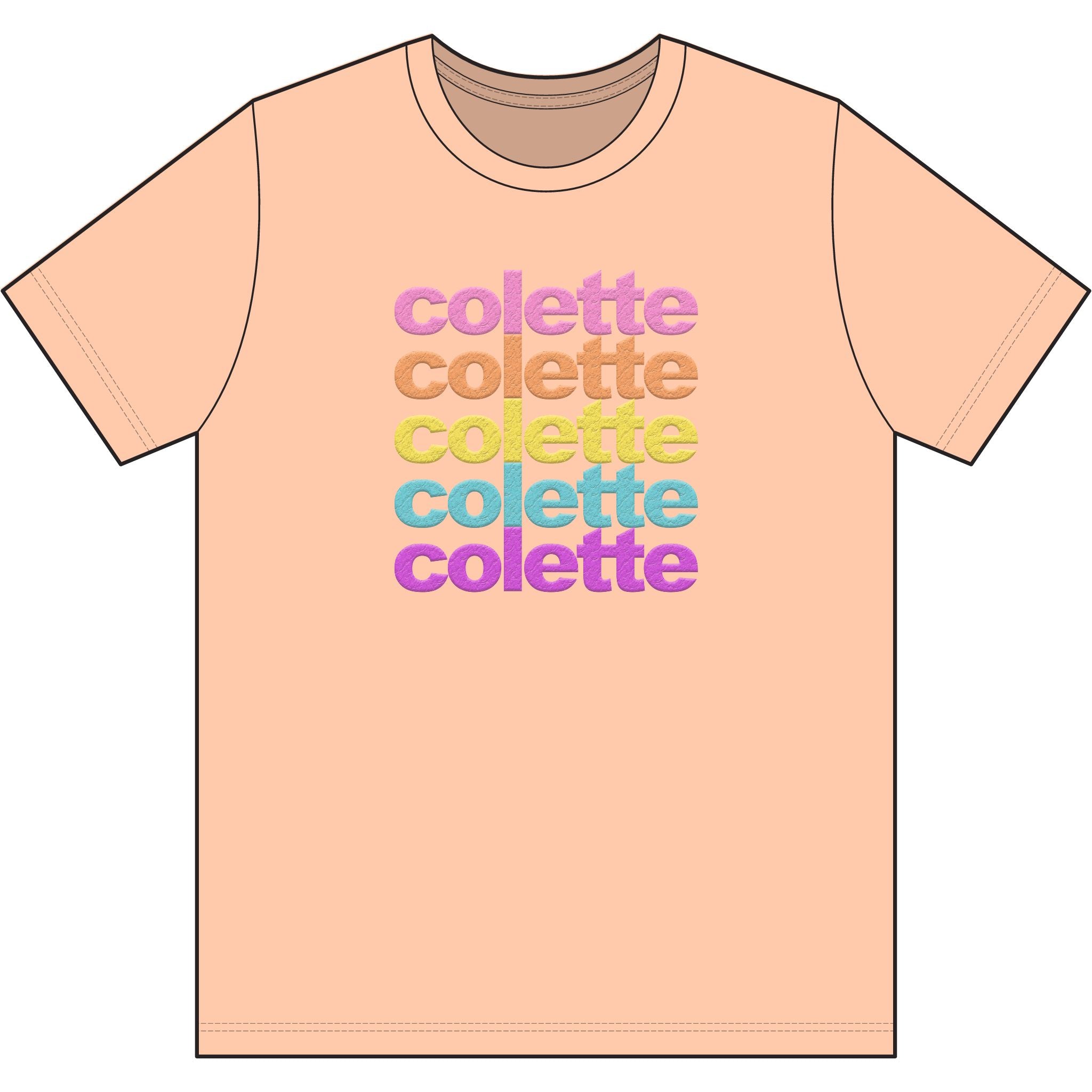 Washed Out colette Retro Rainbow Tee - Repeating Logo Graphic T-Shirt - 10 COLORS