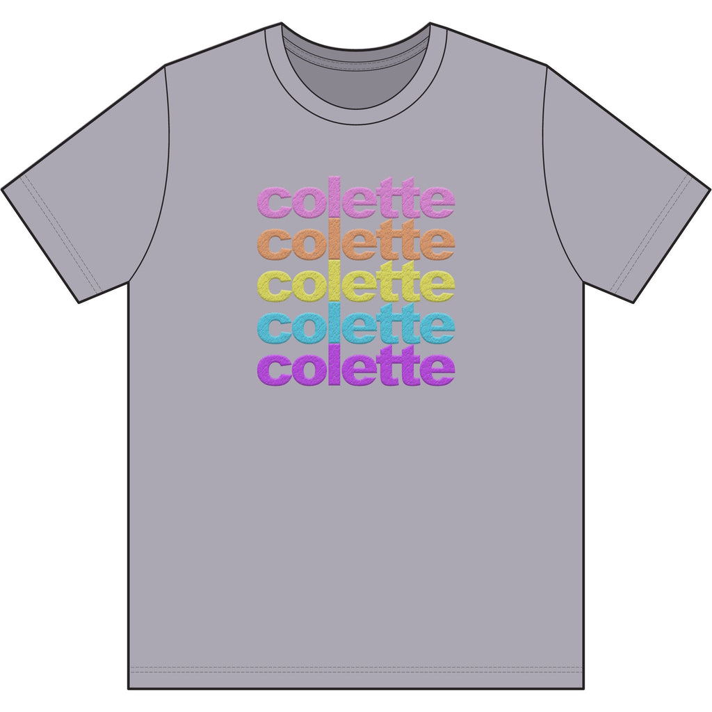 Washed Out colette Retro Rainbow Tee - Repeating Logo Graphic T-Shirt - 10 COLORS