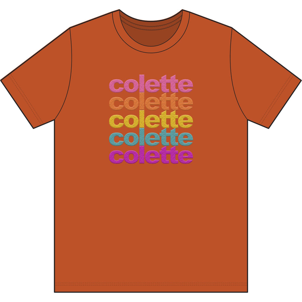 Washed Out colette Retro Rainbow Tee - Repeating Logo Graphic T-Shirt - 10 COLORS