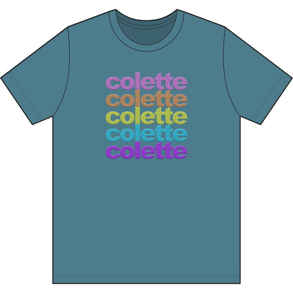 Washed Out colette Retro Rainbow Tee - Repeating Logo Graphic T-Shirt - 10 COLORS