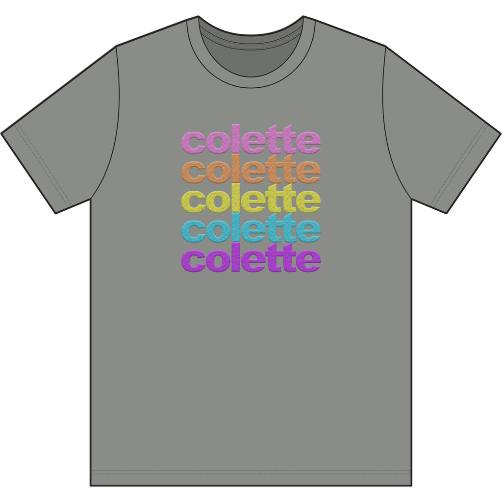 Washed Out colette Retro Rainbow Tee - Repeating Logo Graphic T-Shirt - 10 COLORS