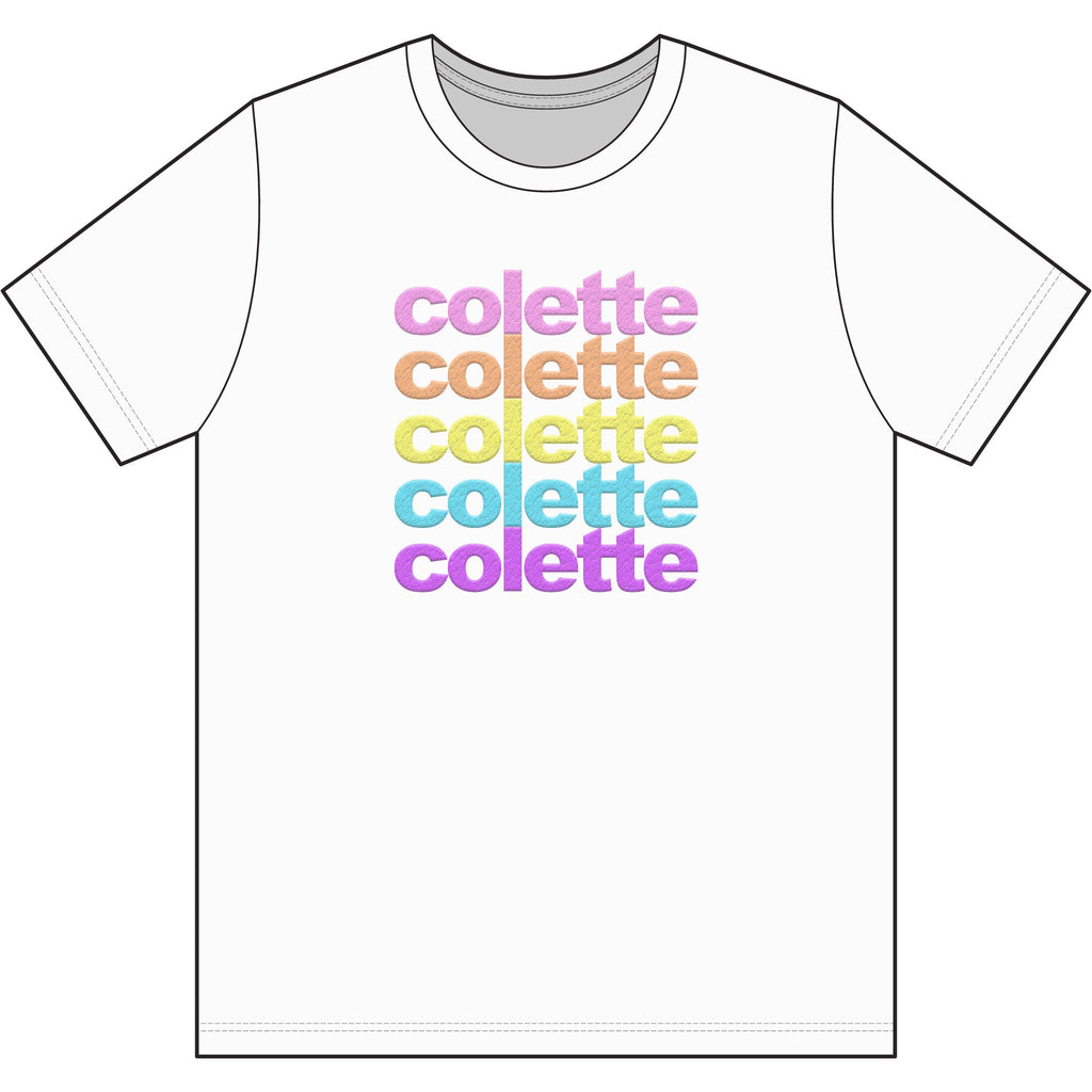 Washed Out colette Retro Rainbow Tee - Repeating Logo Graphic T-Shirt - 10 COLORS