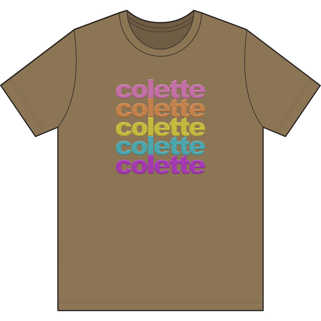 Washed Out colette Retro Rainbow Tee - Repeating Logo Graphic T-Shirt - 10 COLORS