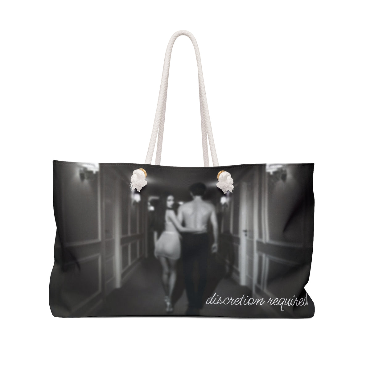 Carlysle Weekender Bag — Moody Black & White Couple Photo Travel Tote