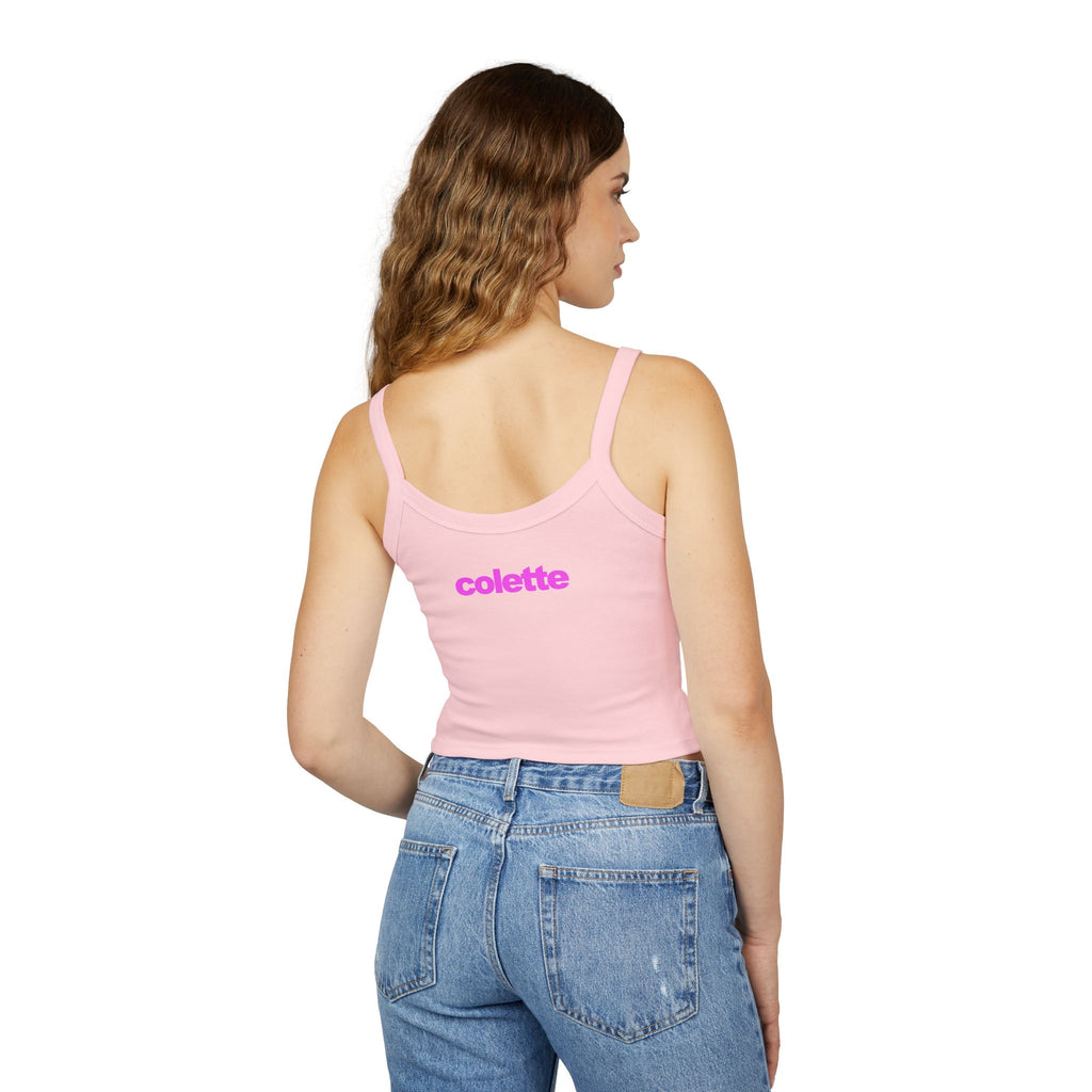 Fluffer Pink Cute Bunny Tank Top - Women’s Spaghetti Strap Crop