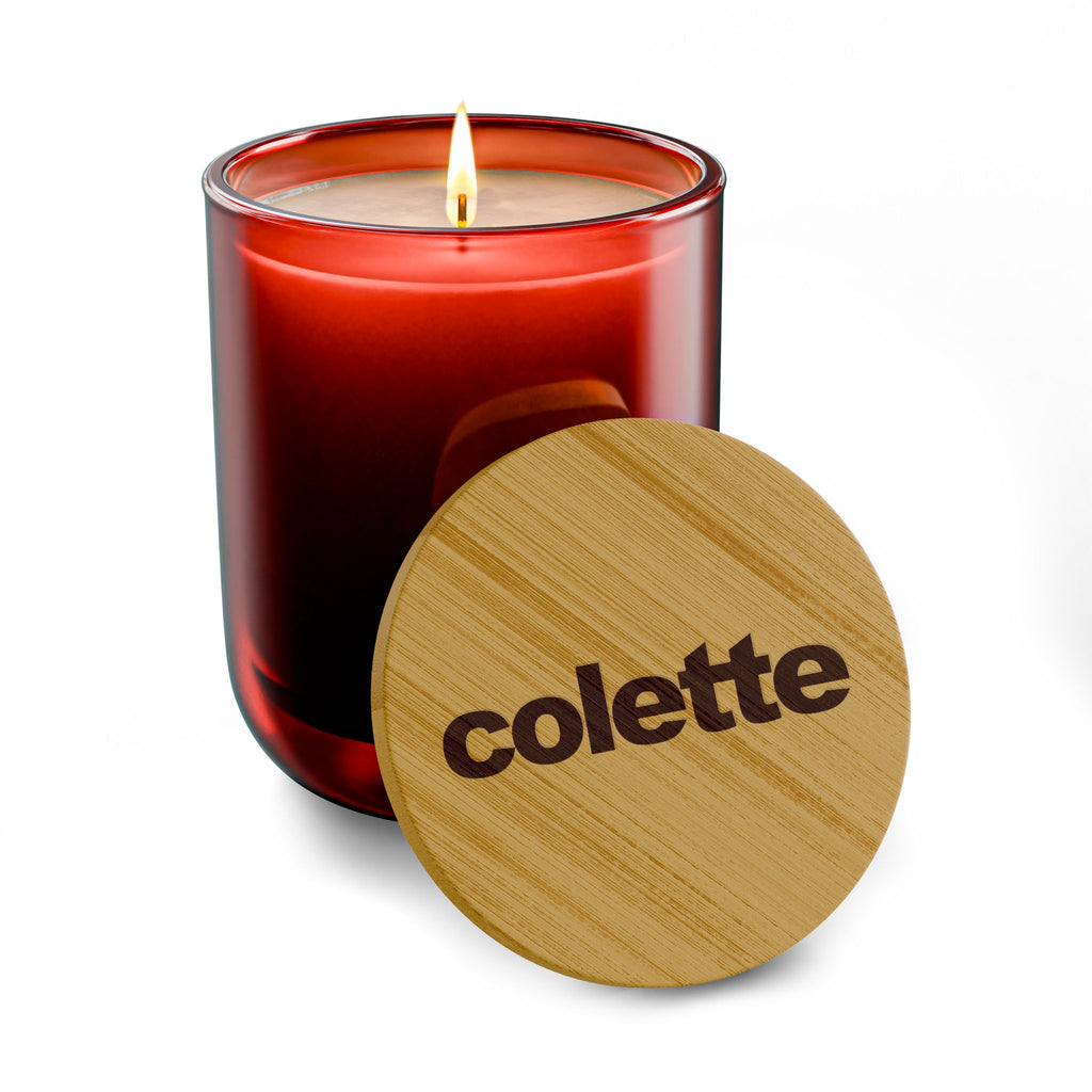 14oz Scented Soy Candle - 'colette" Logo with Bamboo Lid - 5 COLORS & 6 SCENTS