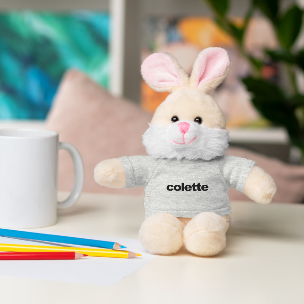 Stuffed Animal with 'colette' Logo Tee - 6 ANIMALS & 6 COLORS