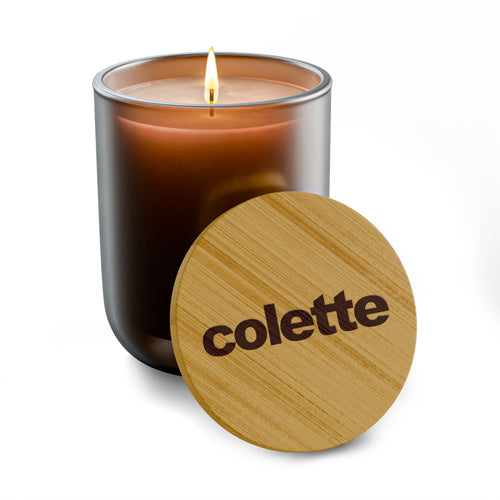 14oz Scented Soy Candle - 'colette" Logo with Bamboo Lid - 5 COLORS & 6 SCENTS
