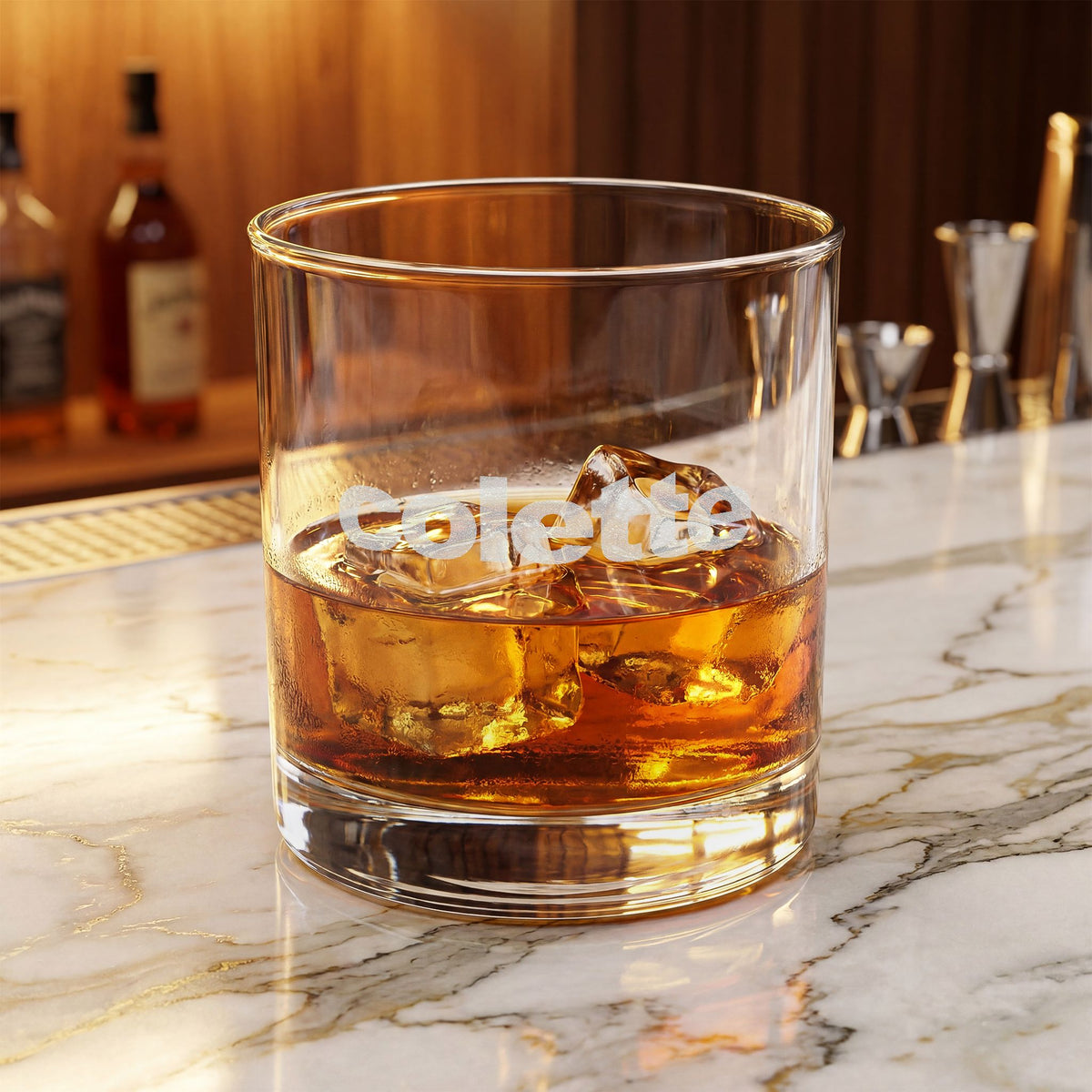 Engraved Whiskey Glass 10.5 oz - Personalized 'colette' Rocks Glass