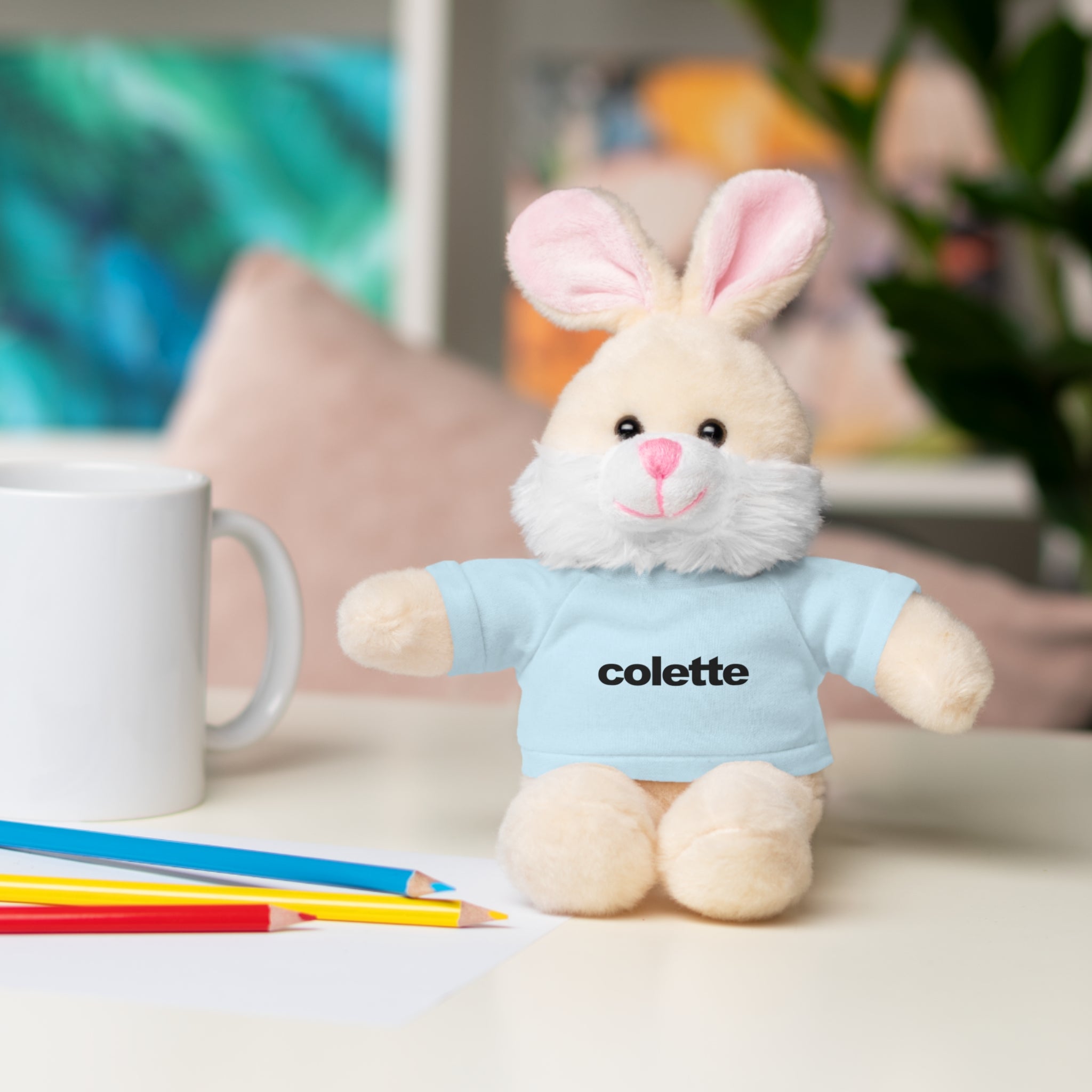 Stuffed Animal with 'colette' Logo Tee - 6 ANIMALS & 6 COLORS