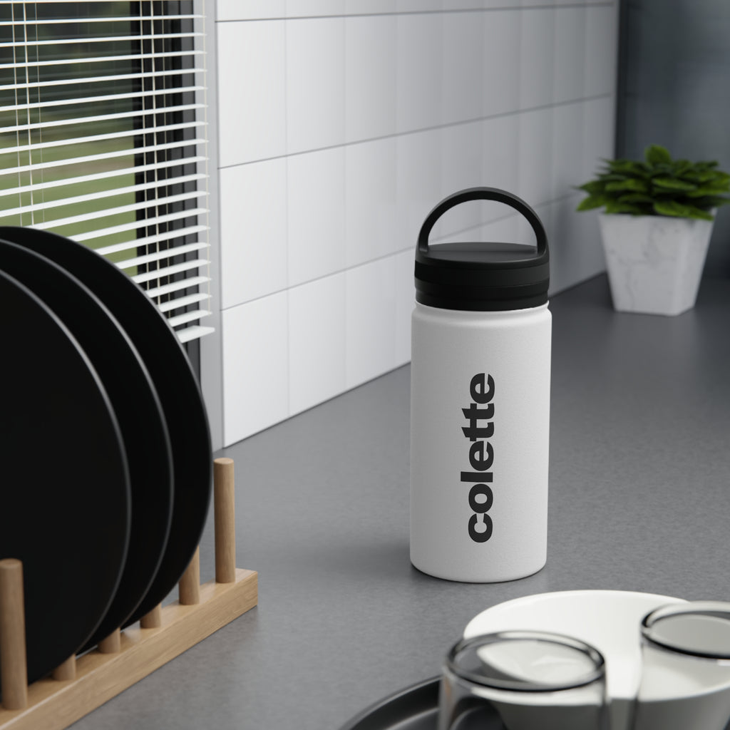 Insulated Stainless Steel Water Bottle with Handle Lid - 'colette' Logo