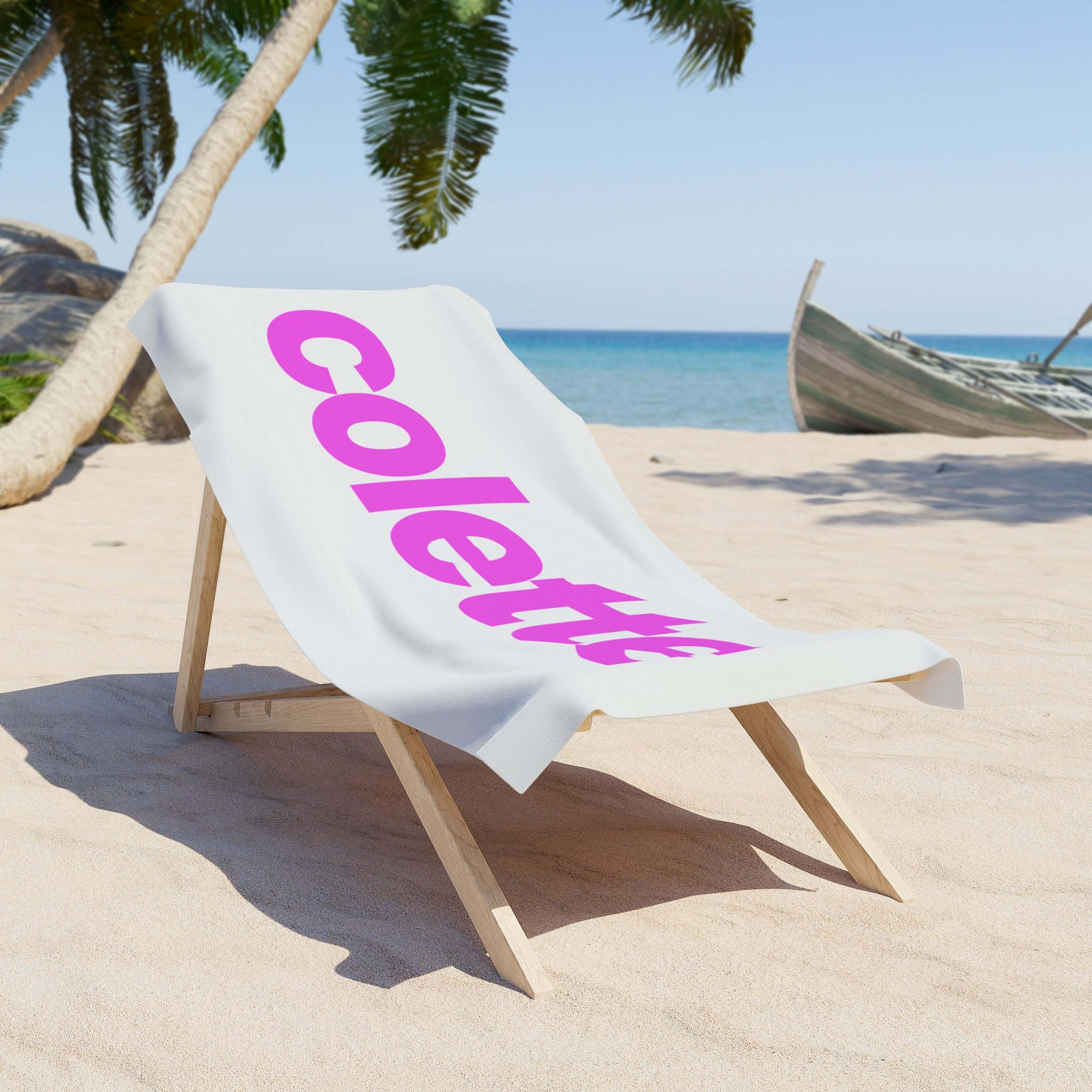 Beach Towel – Bold Fuschia 'colette' Logo Cotton Beach Towel