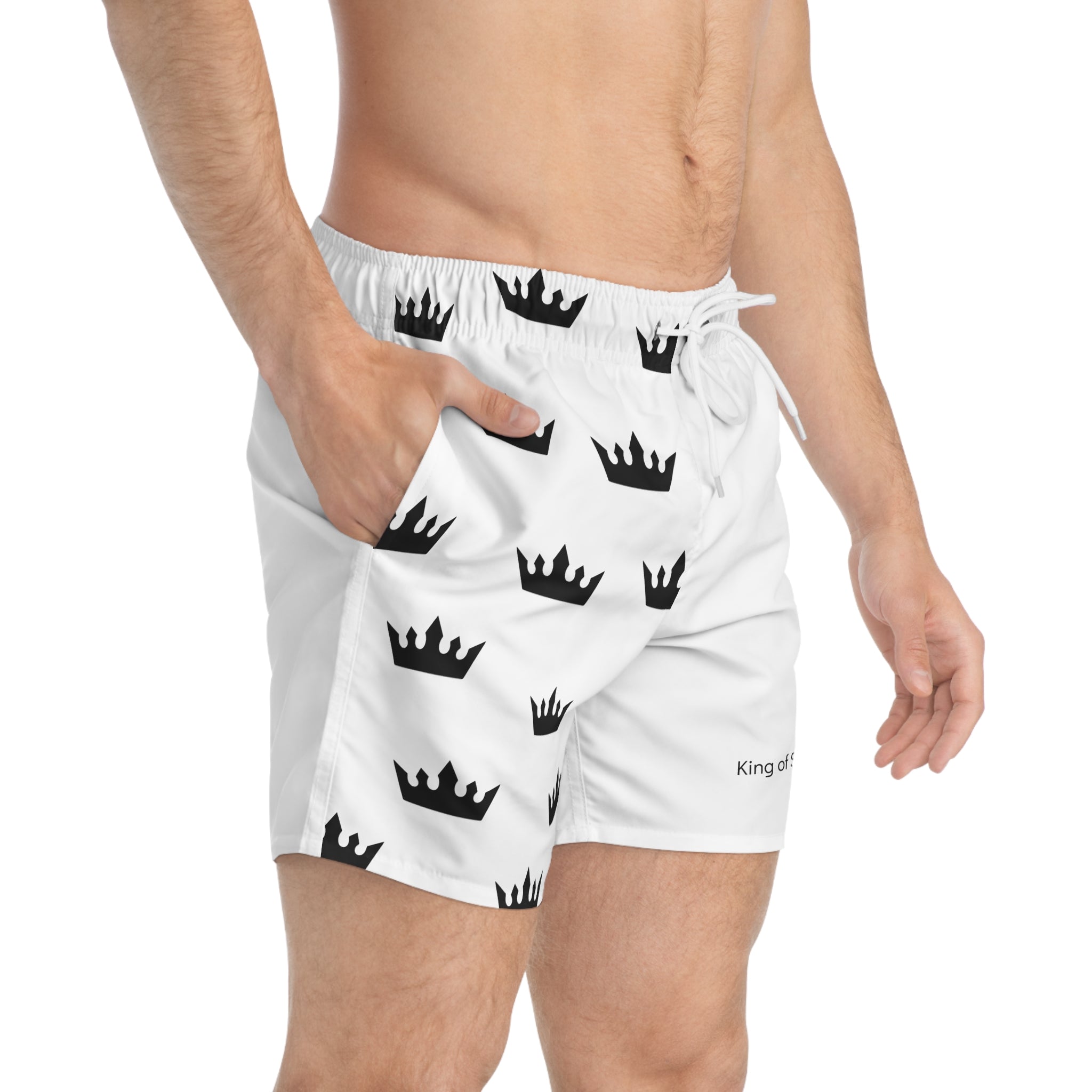 Crown Print Swim Trunks - King of Swing
