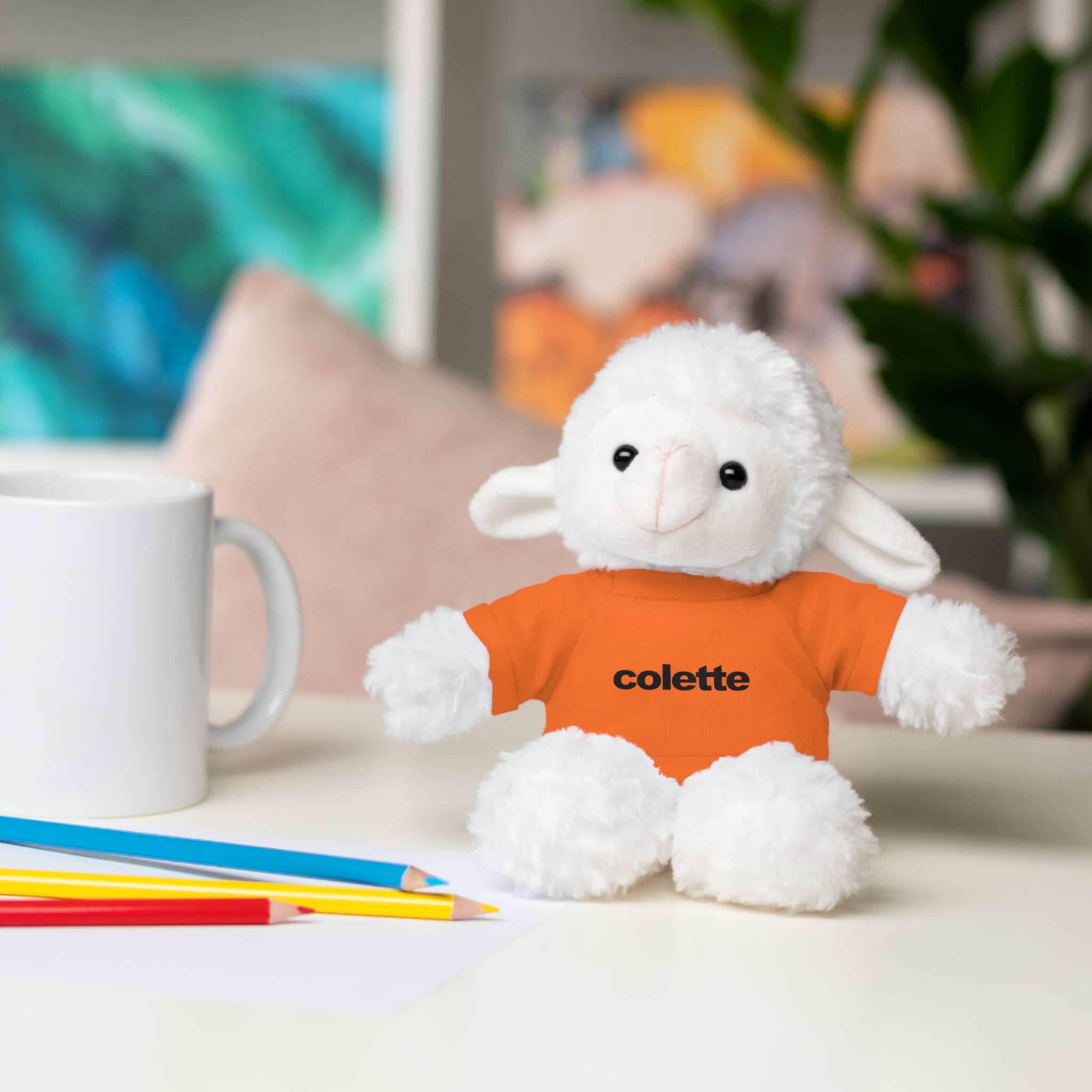 Stuffed Animal with 'colette' Logo Tee - 6 ANIMALS & 6 COLORS