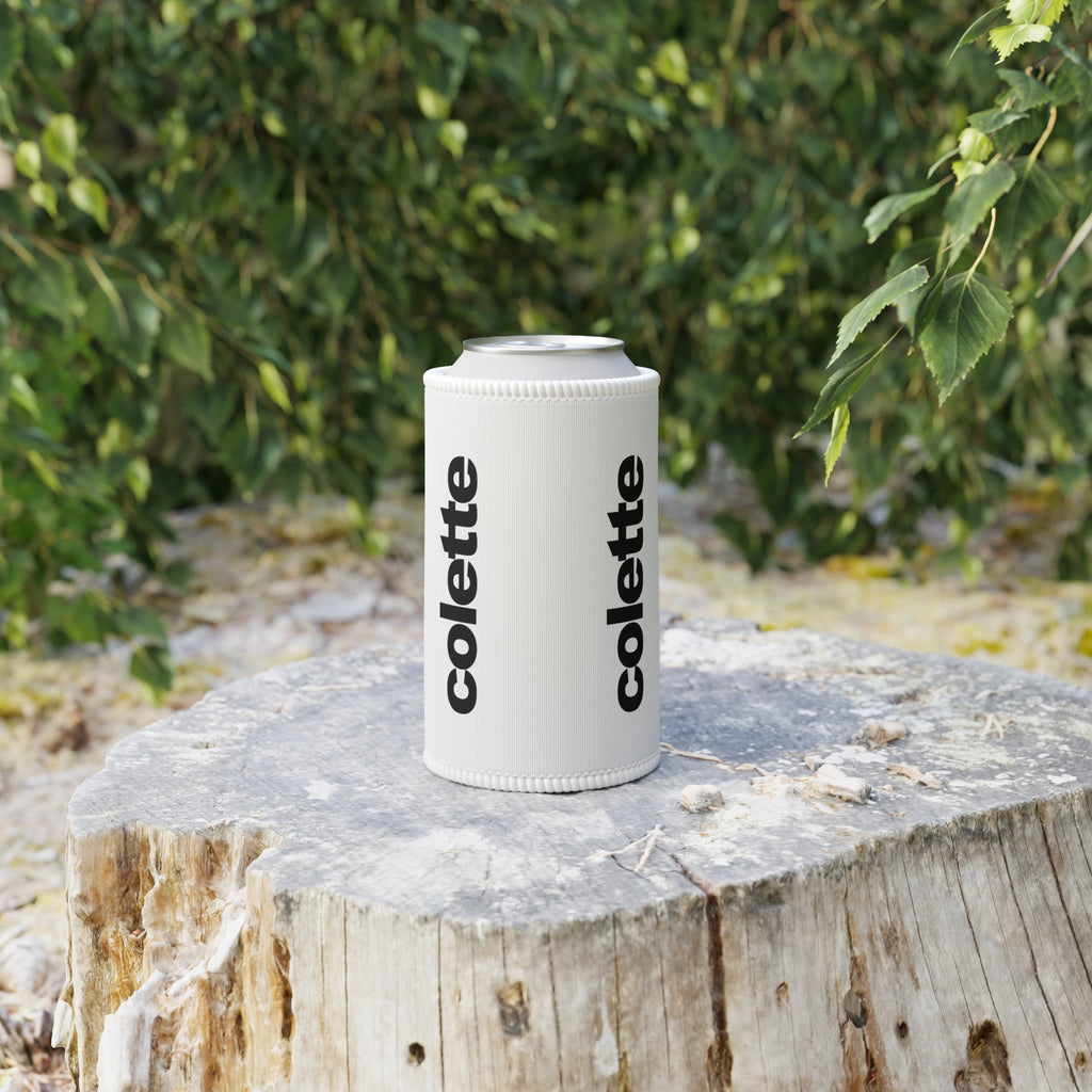 Stubby Cooler - White Neoprene Can Koozie with colette Logo