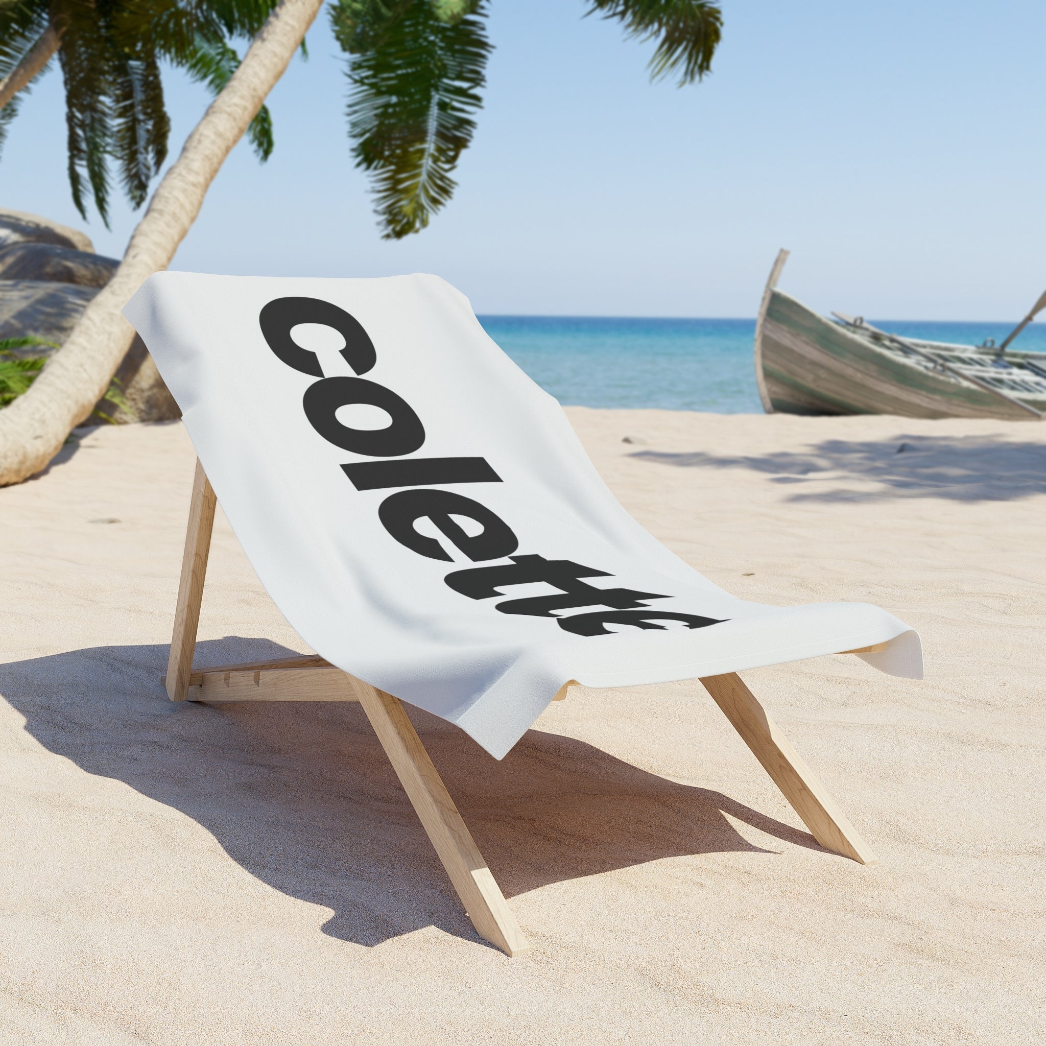 Beach Towel – Bold Black 'colette' Logo Cotton Beach Towel
