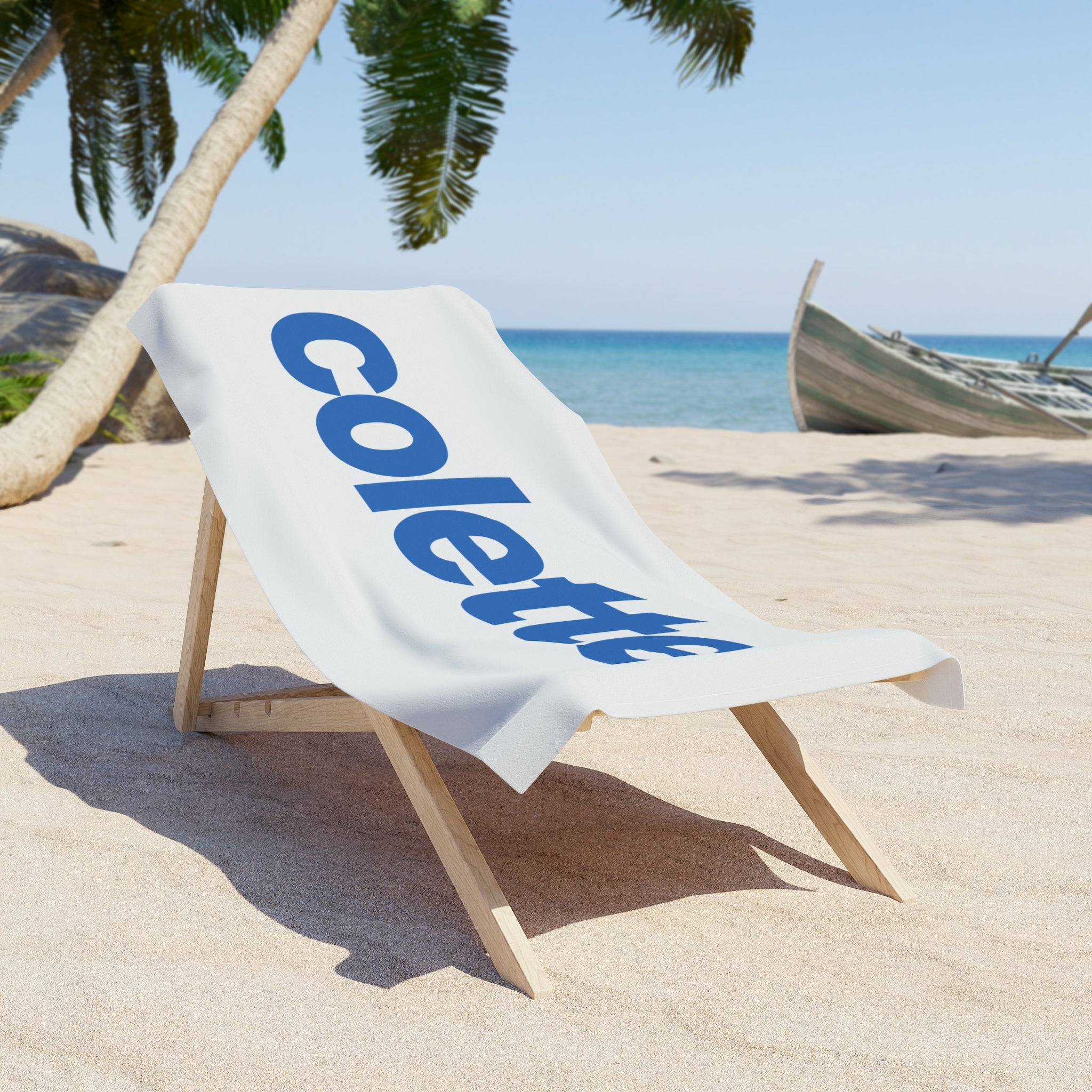 Beach Towel – Bold Blue 'colette' Logo Cotton Beach Towel