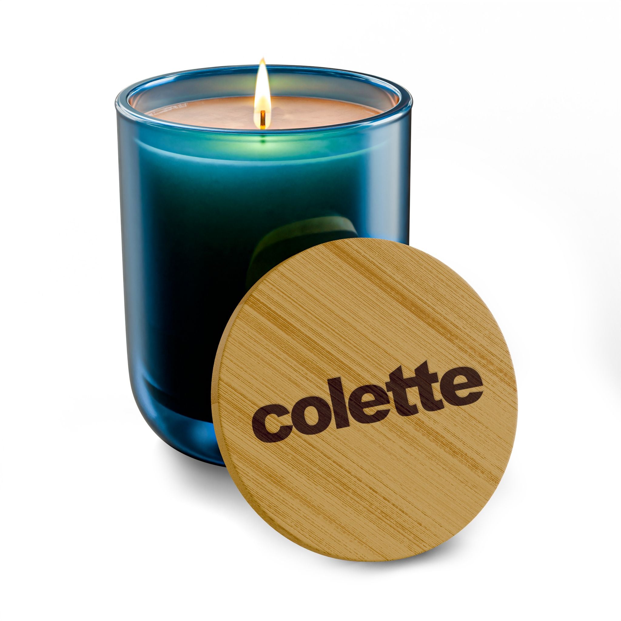 14oz Scented Soy Candle - 'colette" Logo with Bamboo Lid - 5 COLORS & 6 SCENTS