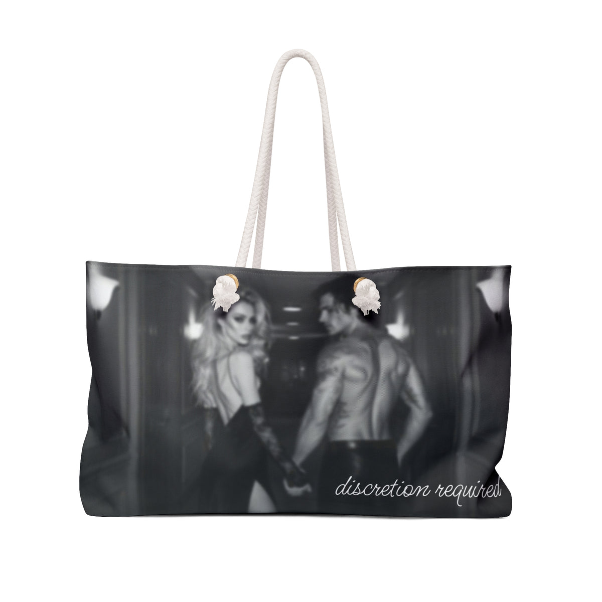 Chelsea Weekender Bag — Moody Black & White Couple Photo Travel Tote