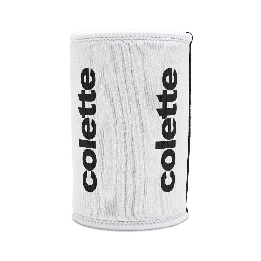 Stubby Cooler - White Neoprene Can Koozie with colette Logo