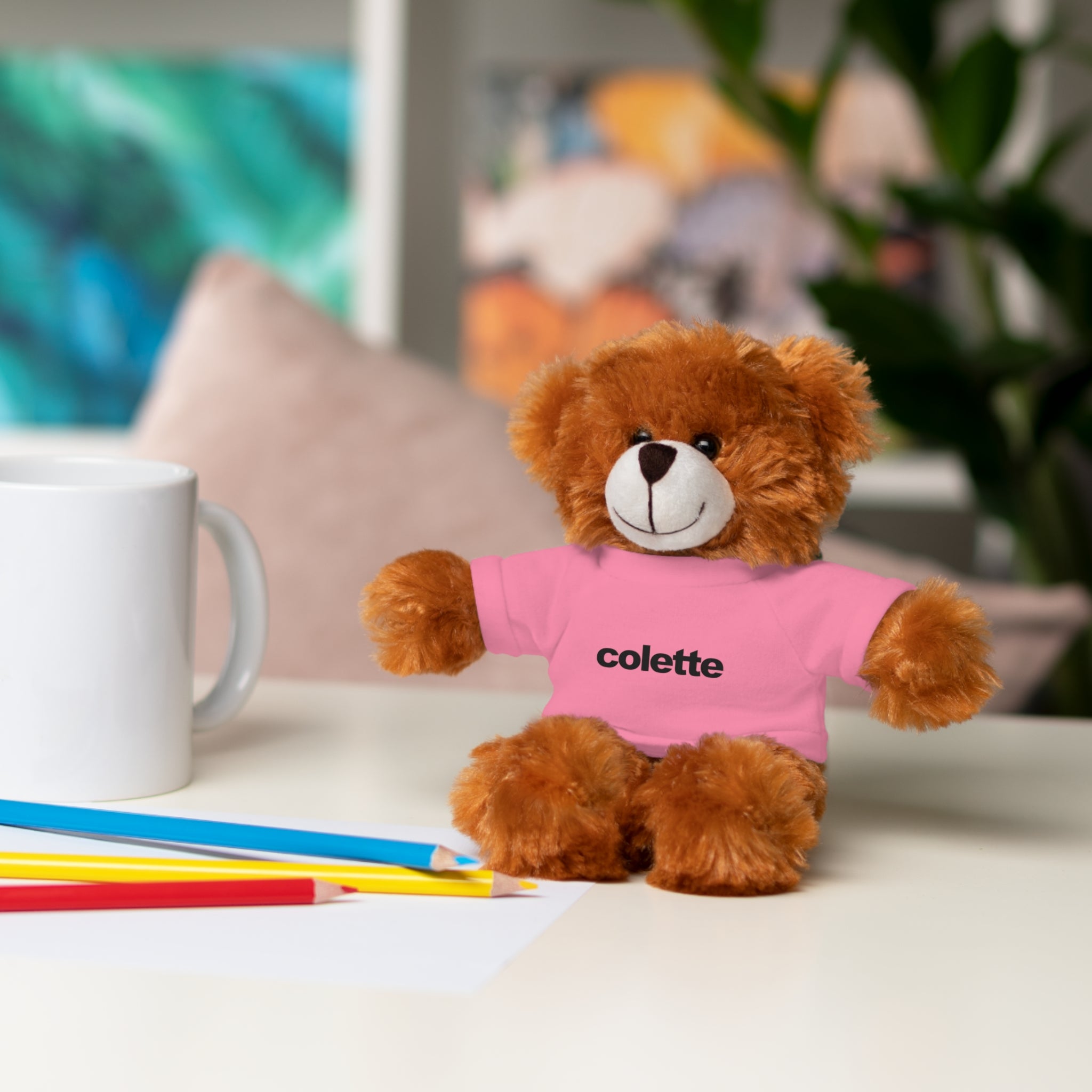Stuffed Animal with 'colette' Logo Tee - 6 ANIMALS & 6 COLORS