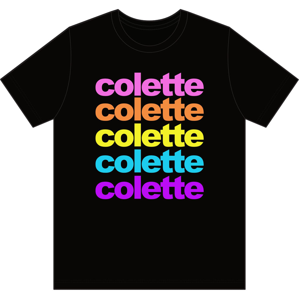 colette Retro Rainbow Tee - Repeating Logo Graphic T-Shirt