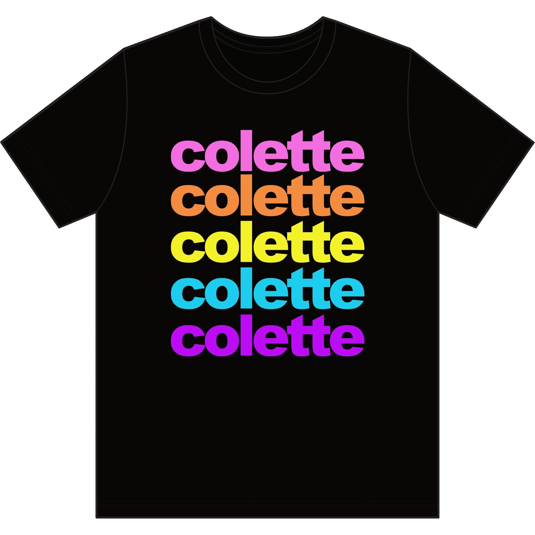 colette Retro Rainbow Tee - Repeating Logo Graphic T-Shirt