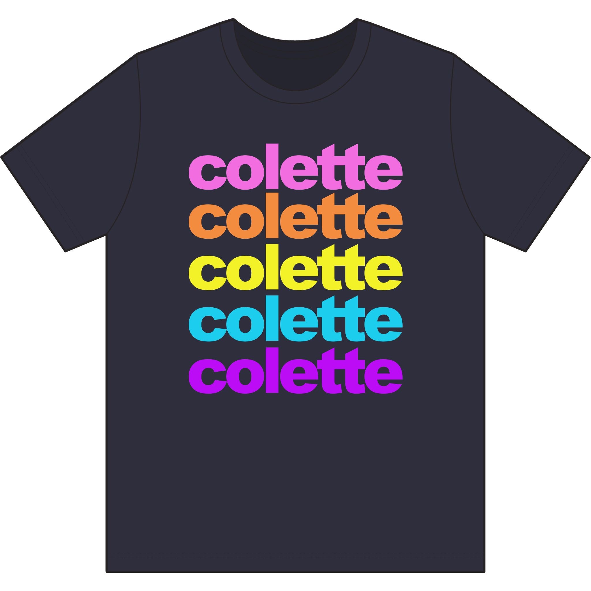 colette Retro Rainbow Tee - Repeating Logo Graphic T-Shirt