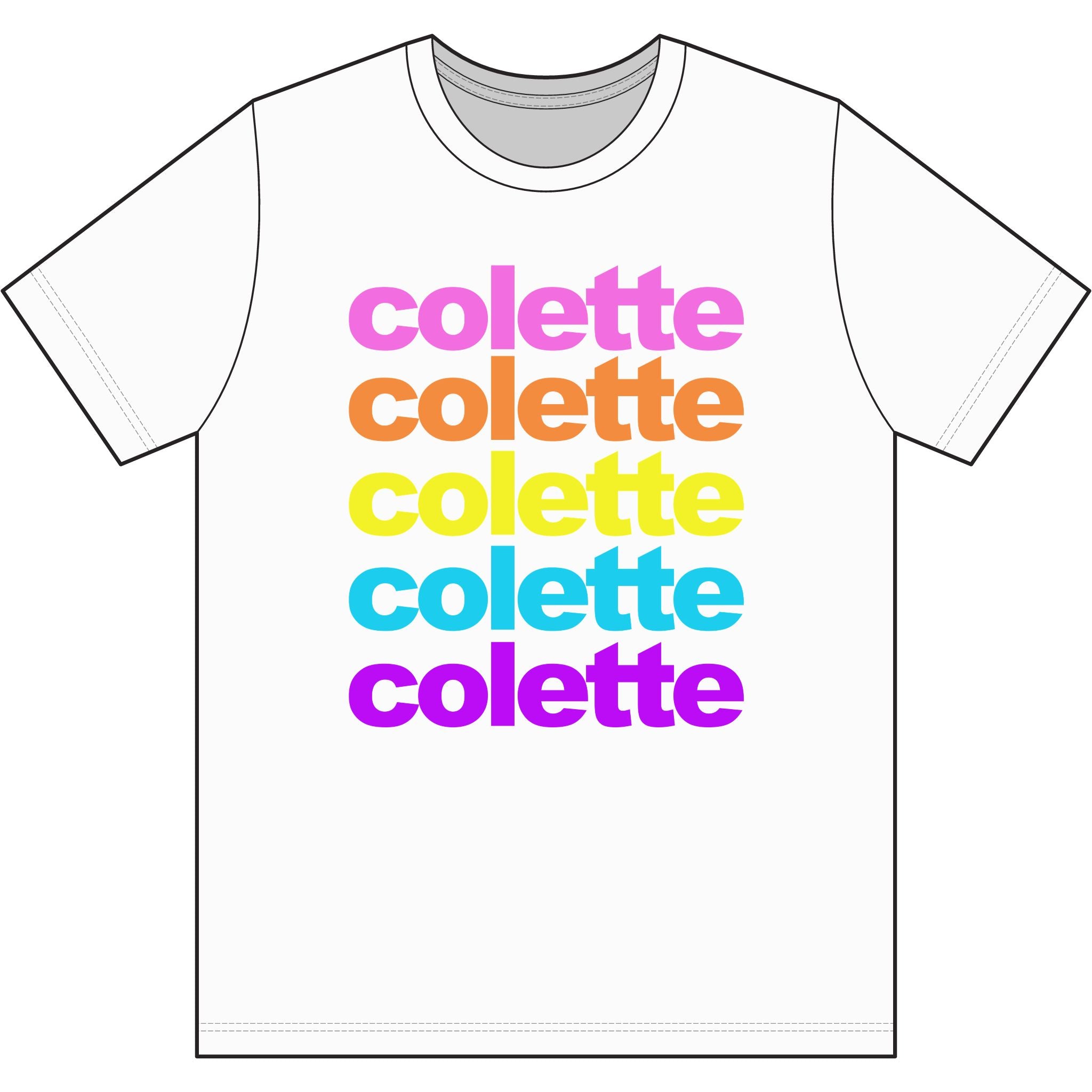 colette Retro Rainbow Tee - Repeating Logo Graphic T-Shirt