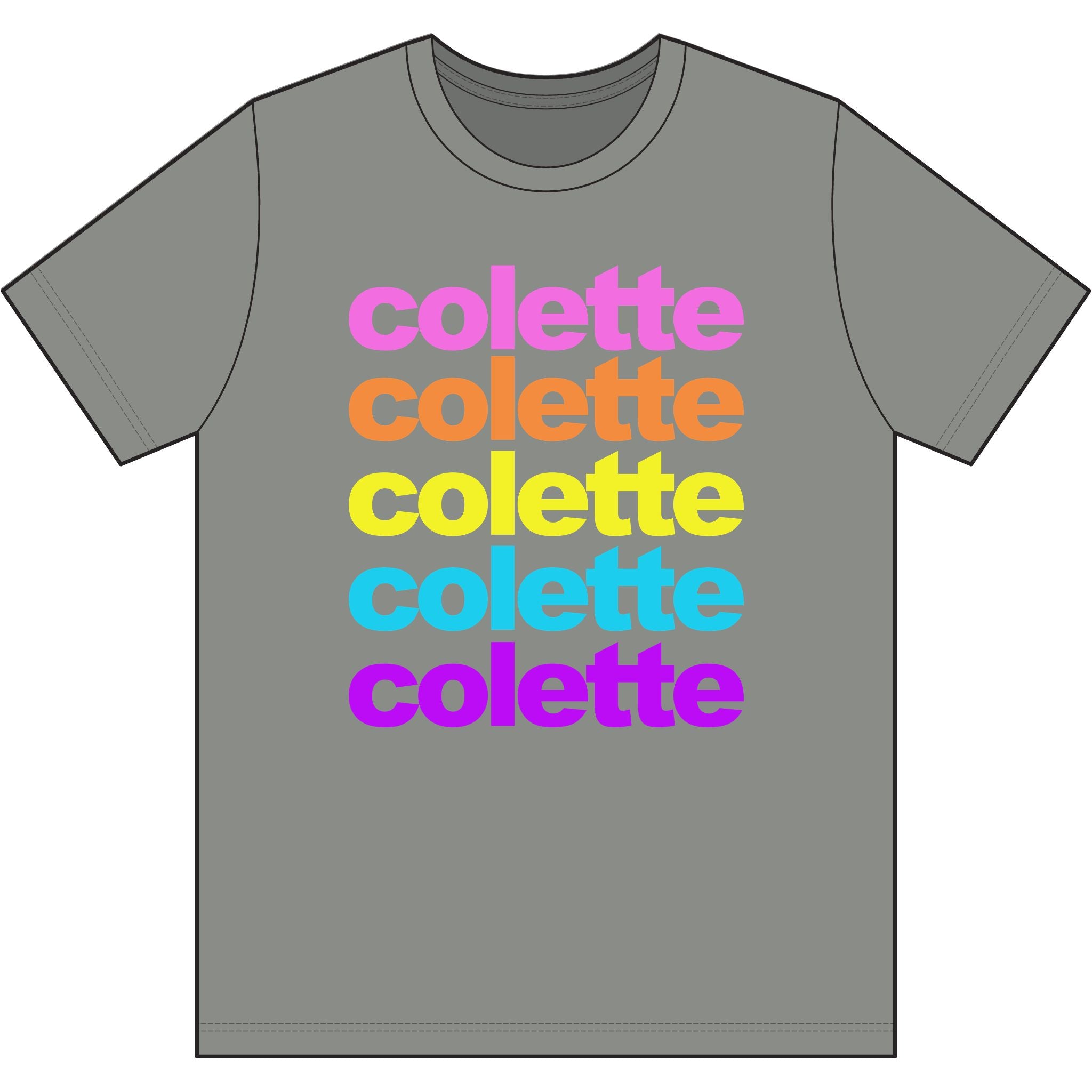 colette Retro Rainbow Tee - Repeating Logo Graphic T-Shirt
