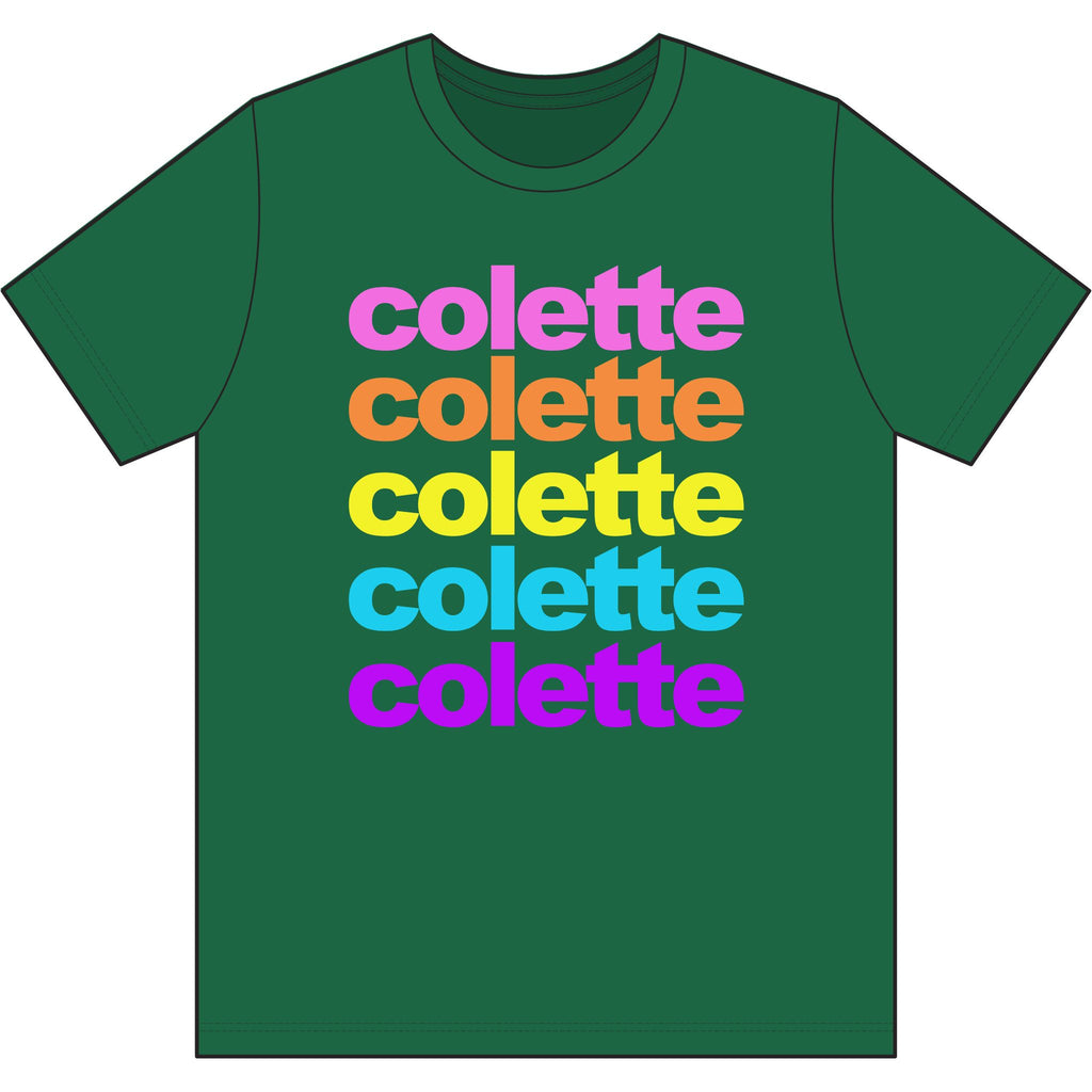 colette Retro Rainbow Tee - Repeating Logo Graphic T-Shirt