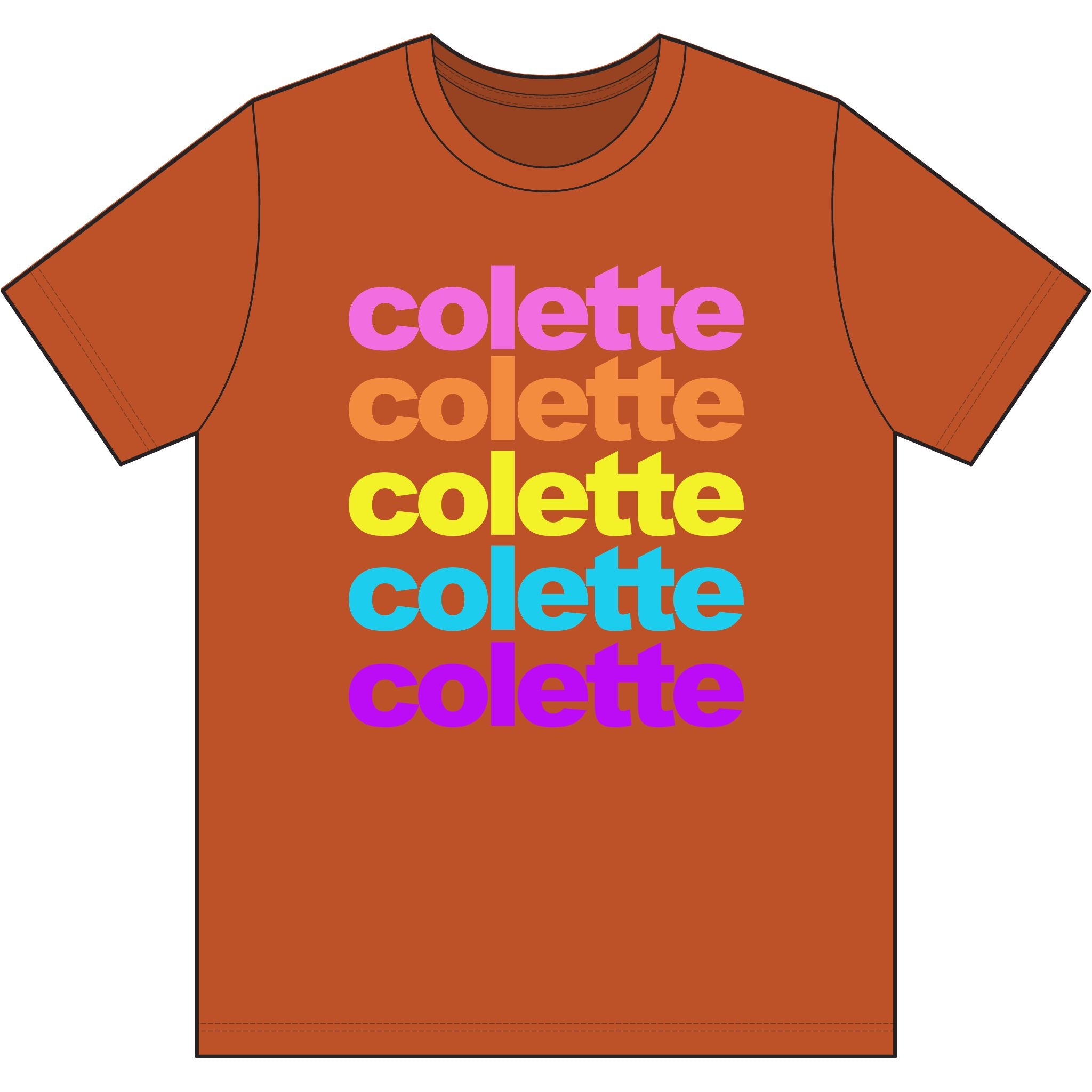 colette Retro Rainbow Tee - Repeating Logo Graphic T-Shirt