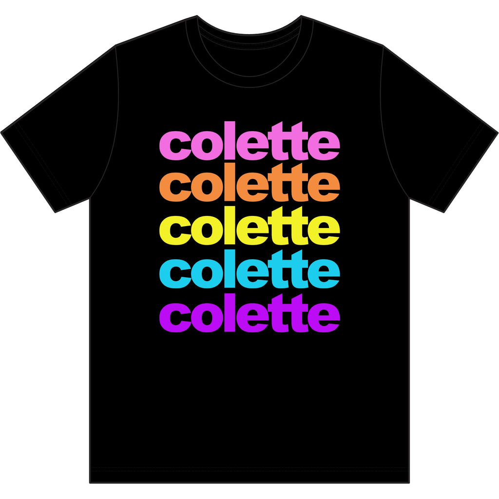 colette Retro Rainbow Tee - Repeating Logo Graphic T-Shirt