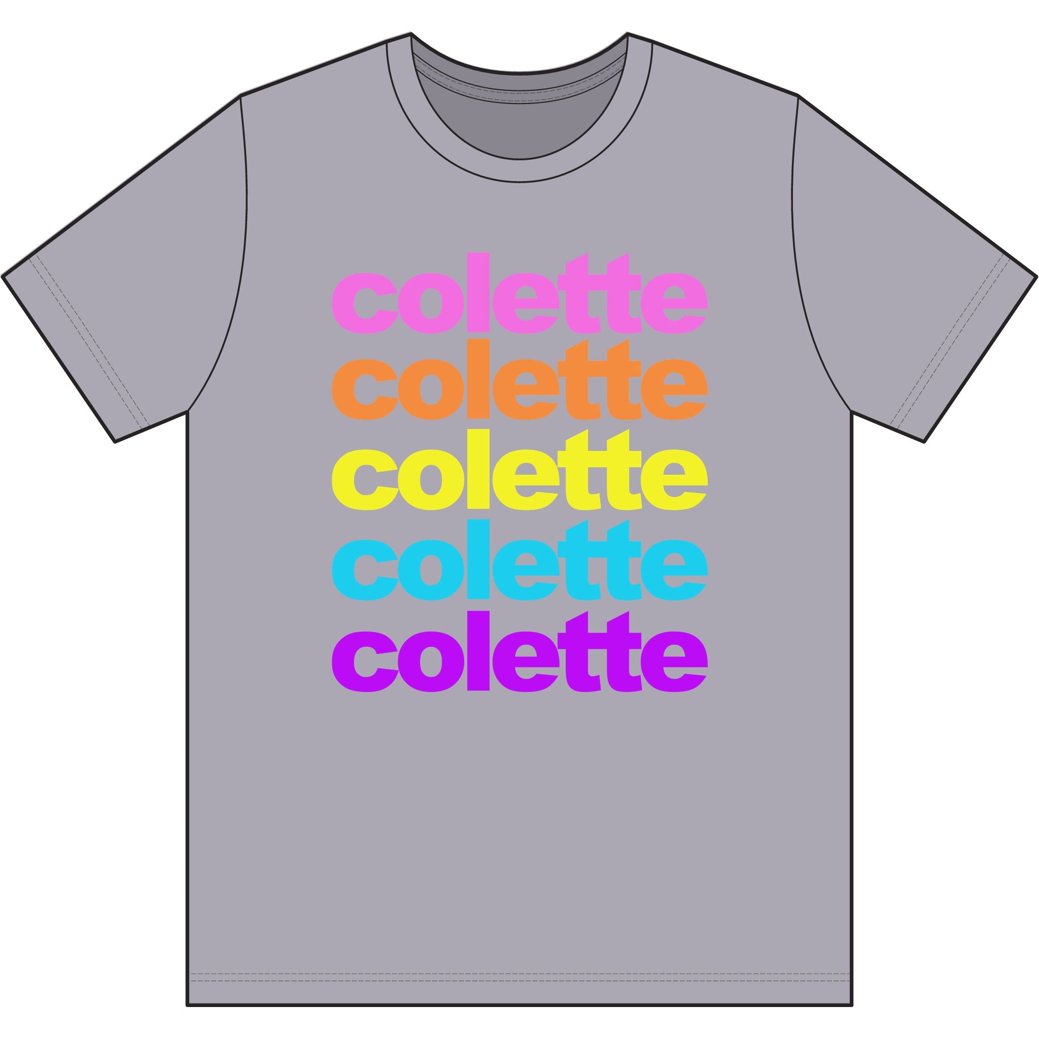 colette Retro Rainbow Tee - Repeating Logo Graphic T-Shirt