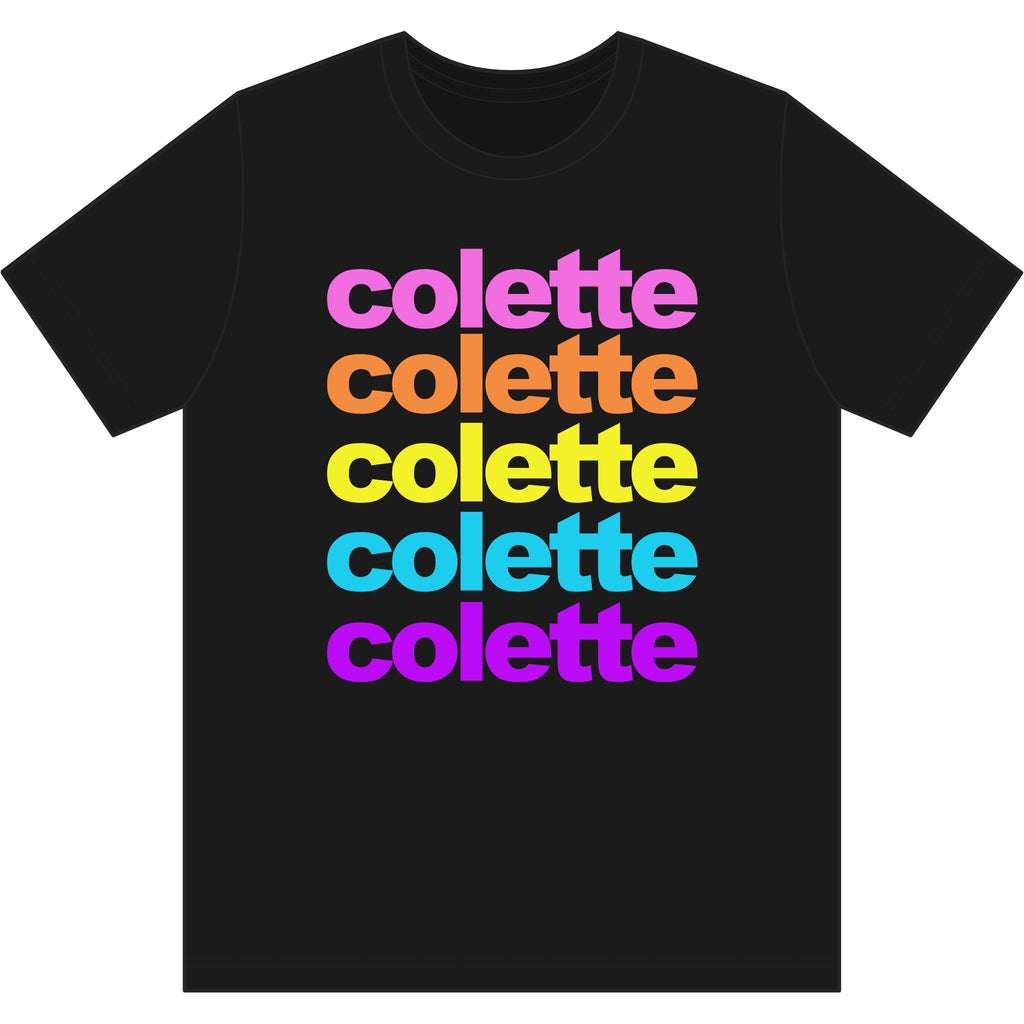 colette Retro Rainbow Tee - Repeating Logo Graphic T-Shirt