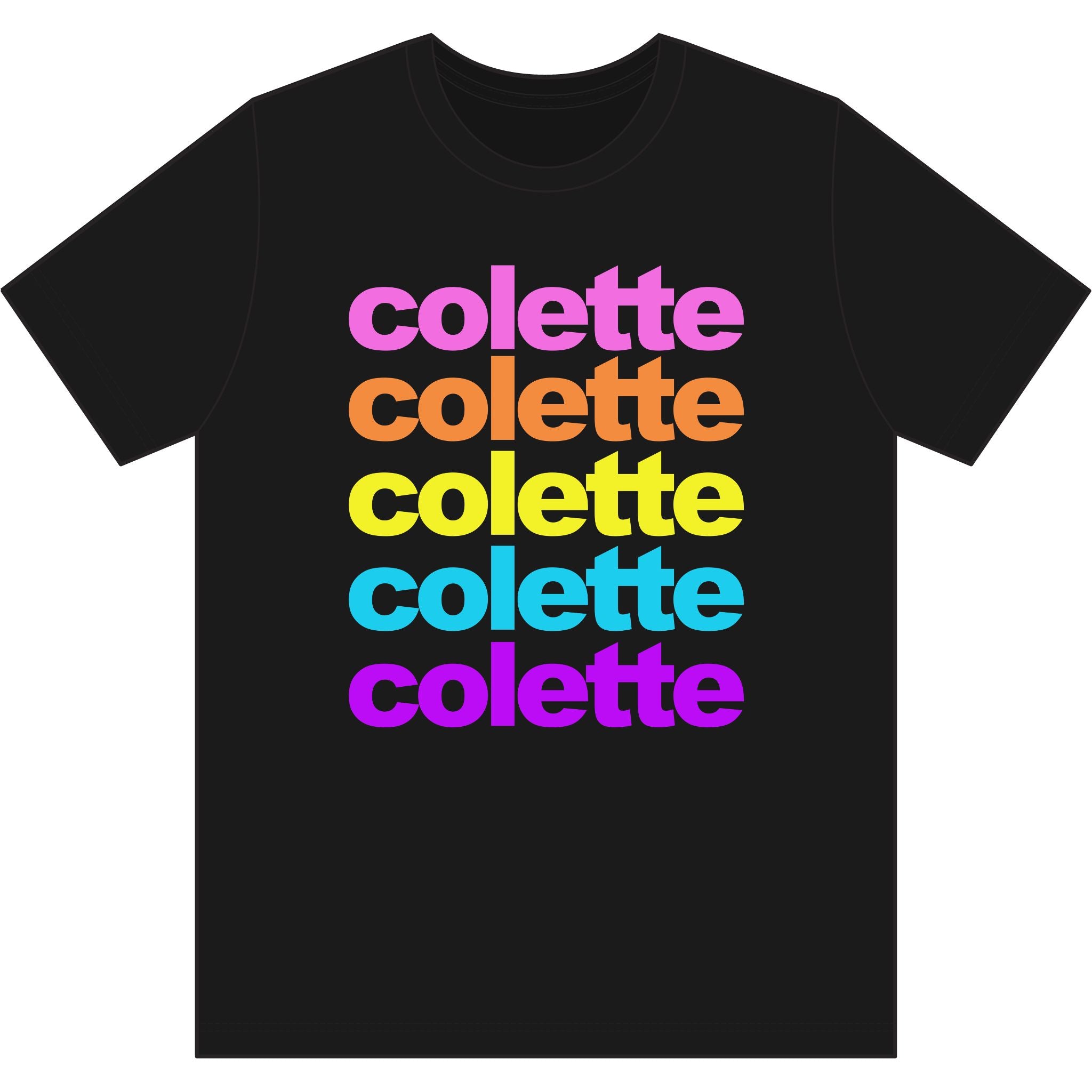 colette Retro Rainbow Tee - Repeating Logo Graphic T-Shirt