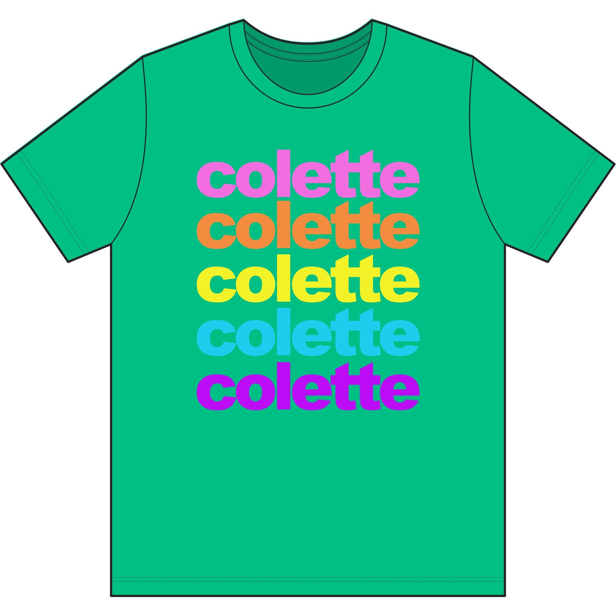 colette Retro Rainbow Tee - Repeating Logo Graphic T-Shirt