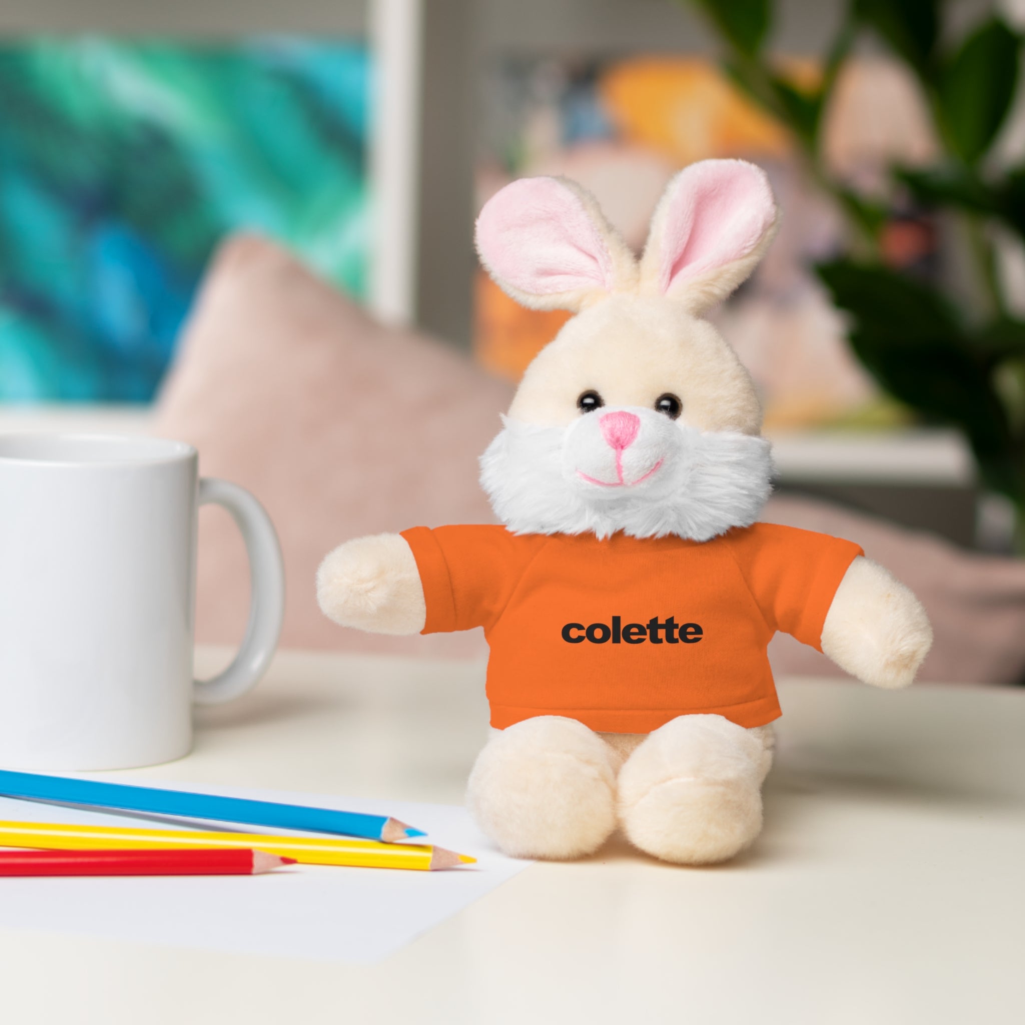 Stuffed Animal with 'colette' Logo Tee - 6 ANIMALS & 6 COLORS