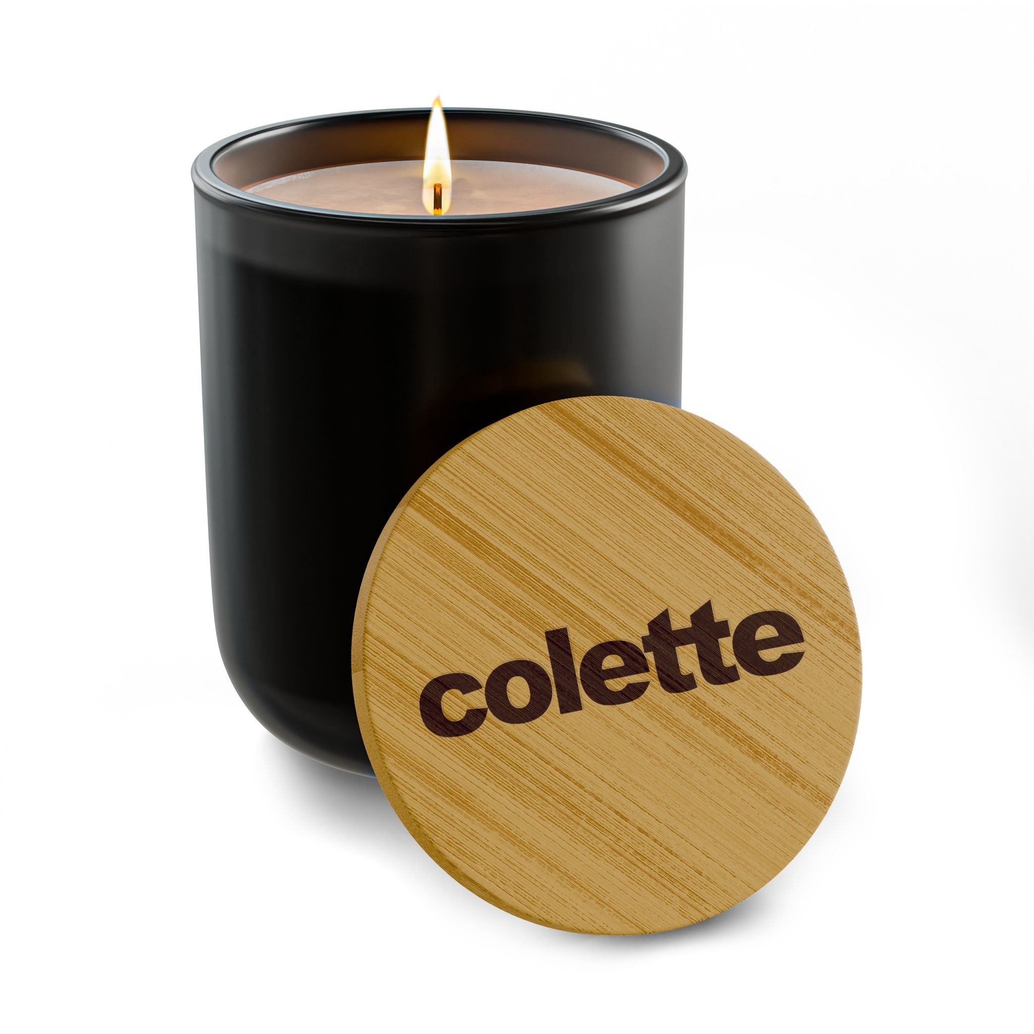 14oz Scented Soy Candle - 'colette" Logo with Bamboo Lid - 5 COLORS & 6 SCENTS