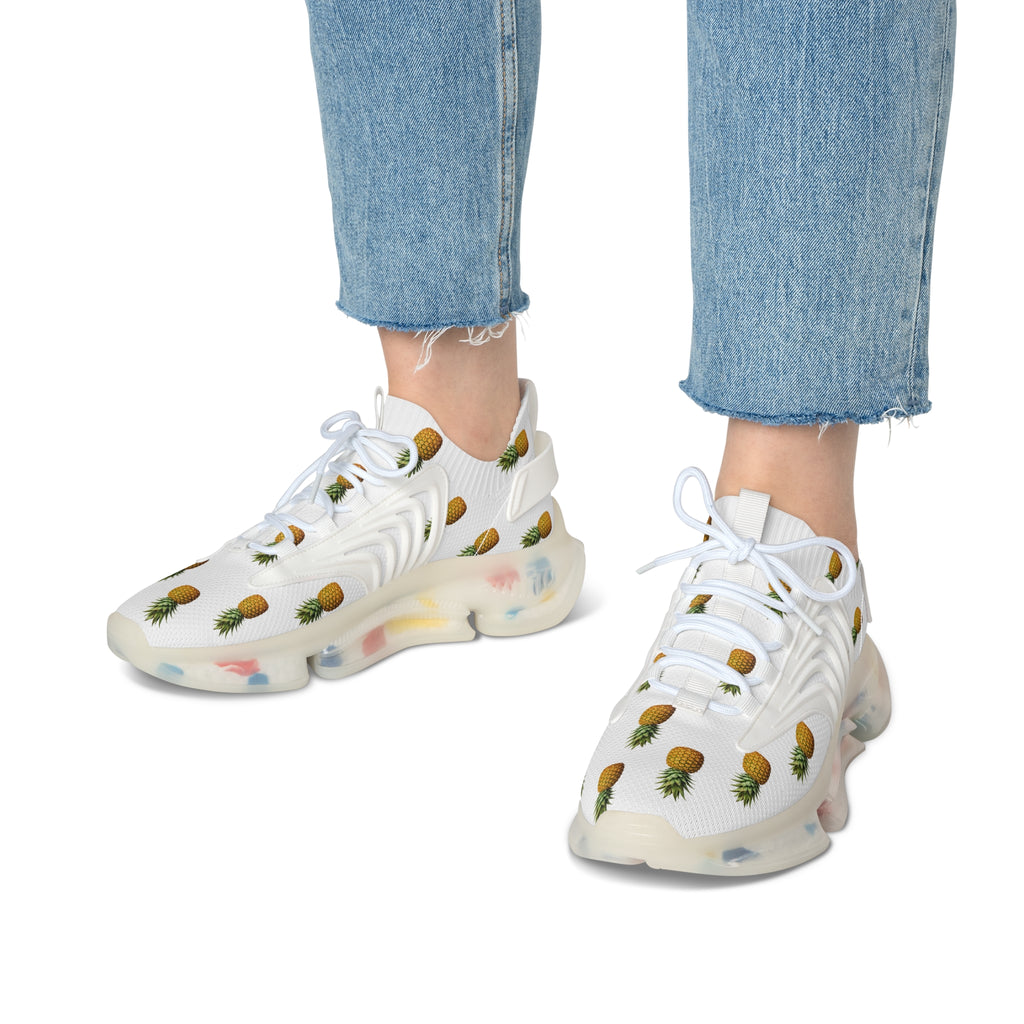 Pineapple Print Mesh Sneakers — Women’s Lightweight Summer Trainers