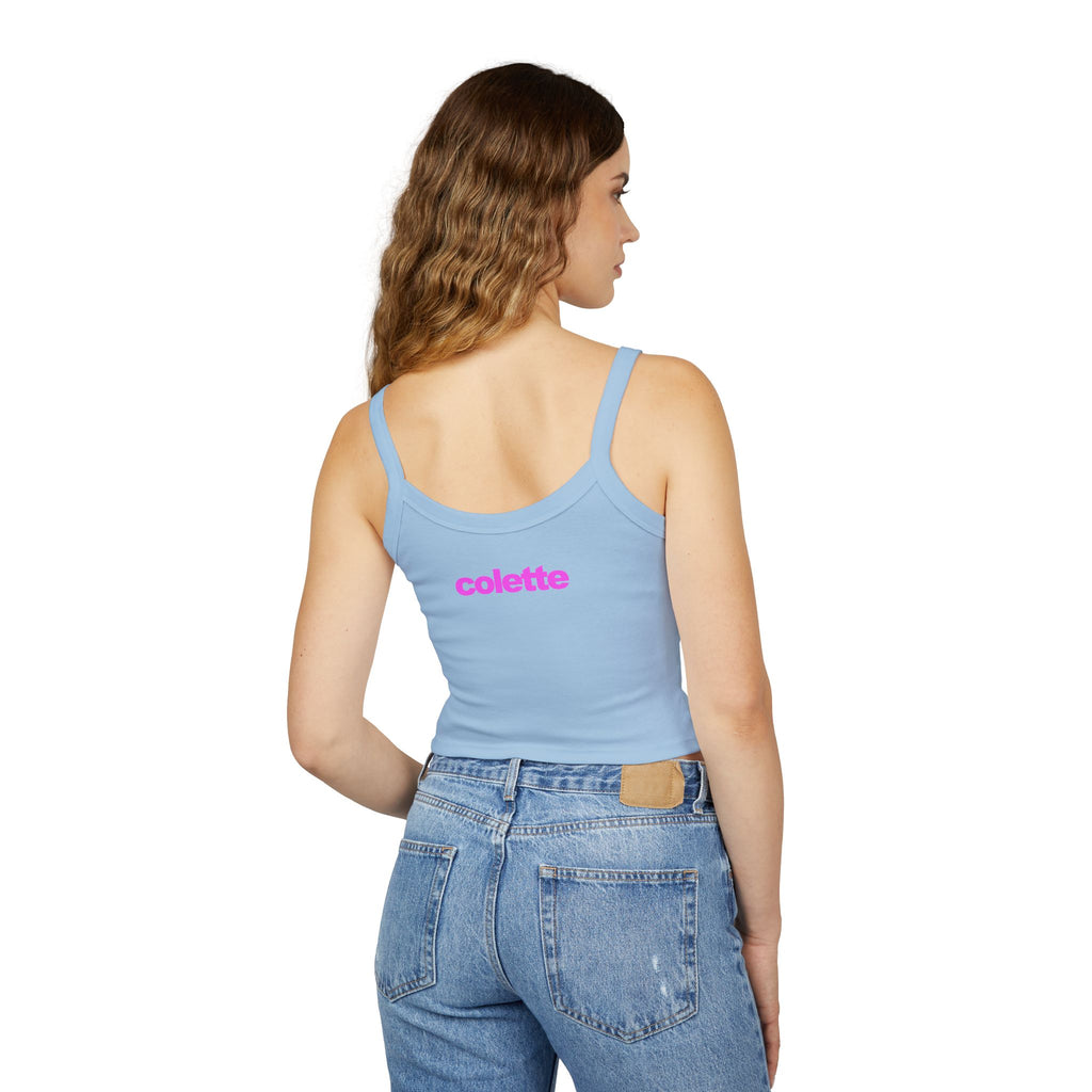 Fluffer Pink Cute Bunny Tank Top - Women’s Spaghetti Strap Crop