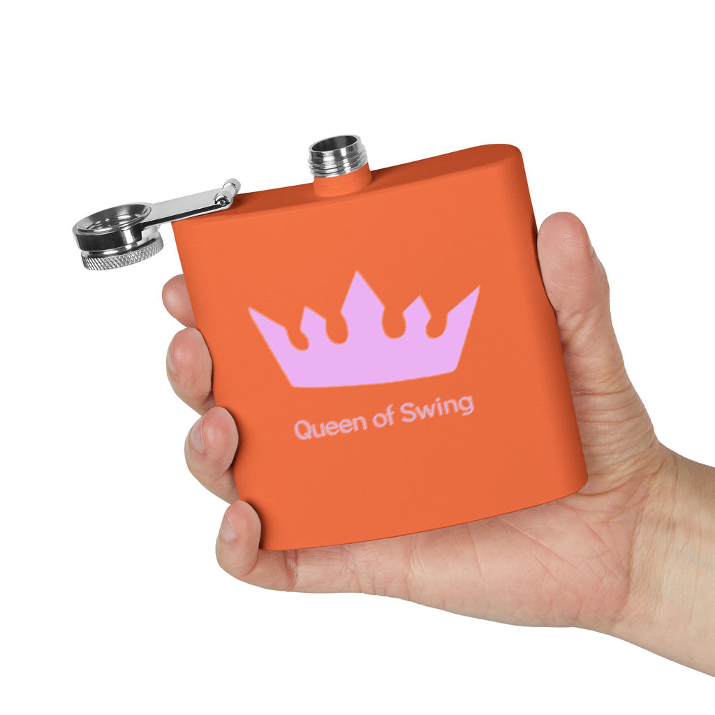 Flask - "Queen of Swing" Stainless Steel 6oz Hip Flask