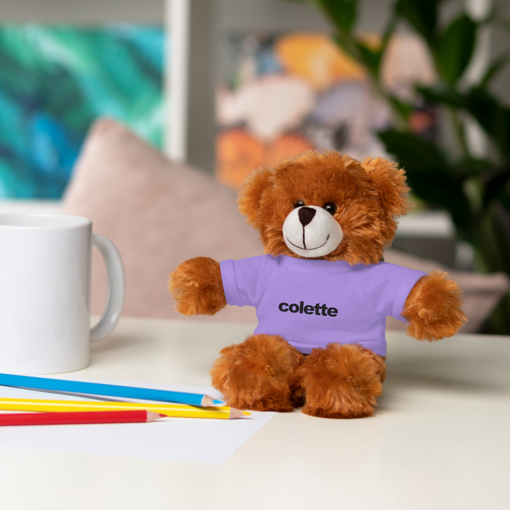 Stuffed Animal with 'colette' Logo Tee - 6 ANIMALS & 6 COLORS