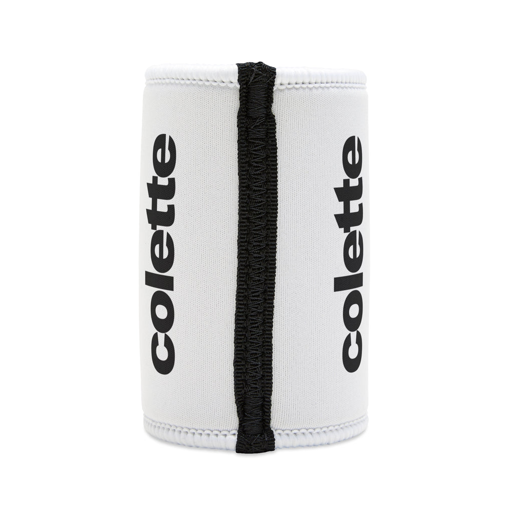 Stubby Cooler - White Neoprene Can Koozie with colette Logo