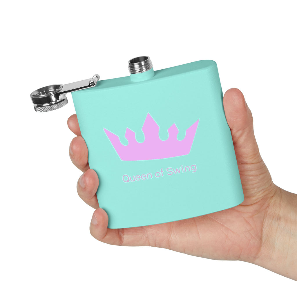 Flask - "Queen of Swing" Stainless Steel 6oz Hip Flask