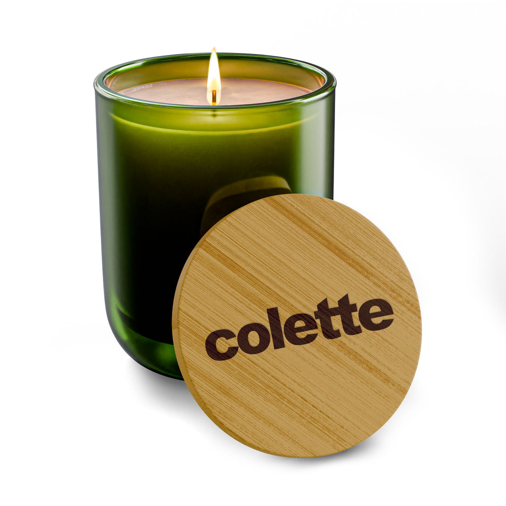 14oz Scented Soy Candle - 'colette" Logo with Bamboo Lid - 5 COLORS & 6 SCENTS